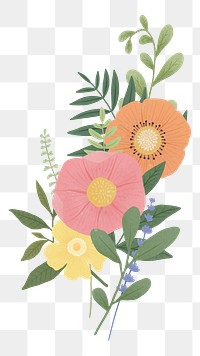Aesthetic flowers png sticker, botanical design, transparent background