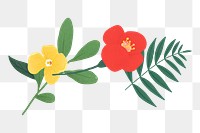 Colorful flowers png sticker, botanical design, transparent background