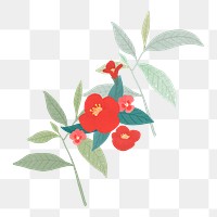 Red flowers png sticker, botanical design, transparent background