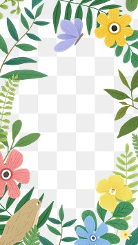 Png flower frame, botanical design, transparent background