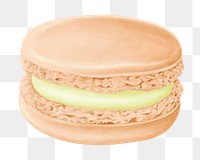 Realistic macaron png sticker, hand drawn illustration, transparent background