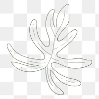 Png leaf line art sticker, memphis illustration, transparent background