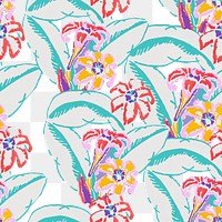 PNG Edouard Benedictus flower pattern sticker, seamless design, transparent background