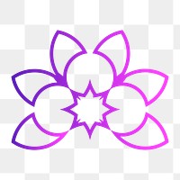 Gradient flower png illustration sticker, logo element, transparent background 