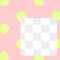 Square frame png pink polka dots sticker, transparent background