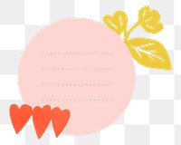 PNG pink round note journal sticker, transparent background
