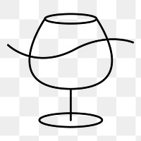 Wine glass png sticker, line art, transparent background