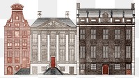 Old buildings png sticker, vintage illustration, transparent background