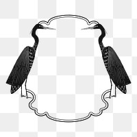 Vintage frame png line sticker, birds transparent background 