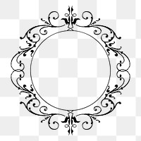 Decorative frame png sticker, black & white, transparent background