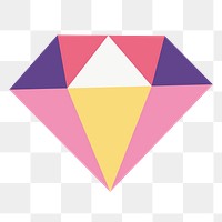 Cute diamond png sticker, pastel illustration, transparent background