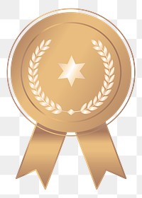 Gold medal png badge sticker, transparent background