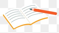 Study book png sticker, education, transparent background