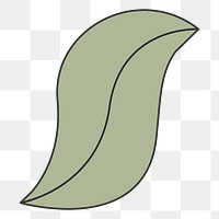 Abstract leaf png sticker, line illustration, transparent background