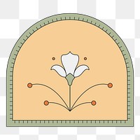 Flower png badge sticker, minimal line, transparent background