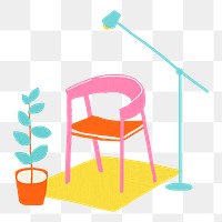 Cute chair png illustration sticker, transparent background