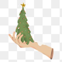 Christmas tree png festive sticker, transparent background