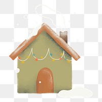 Decorated house png Christmas sticker, transparent background