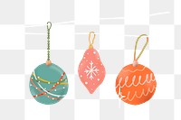 Christmas balls png festive sticker, transparent background