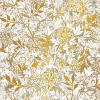 PNG William Morris's leaf pattern sticker, vintage gold floral design, transparent background