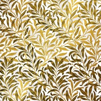 PNG William Morris's leaf pattern sticker, vintage gold floral design, transparent background