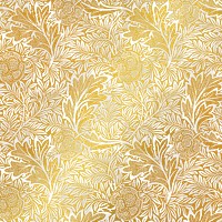 PNG William Morris's gold floral pattern sticker, vintage remixed media