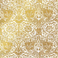 PNG William Morris's gold floral pattern sticker, vintage remixed media