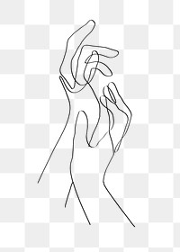 Hands line art png sticker, transparent background