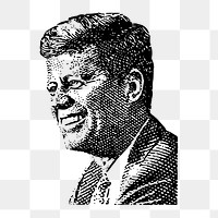 John F. Kennedy portrait png illustration, transparent background. Free public domain CC0 image. BANGKOK, THAILAND, 30 JUNE 2023