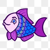 Colorful fish png illustration, transparent background. Free public domain CC0 image.