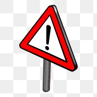 Warning sign png illustration, transparent background. Free public domain CC0 image.