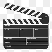 Clapperboard png illustration, transparent background. Free public domain CC0 image.