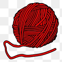 Red yarn png illustration, transparent background. Free public domain CC0 image.