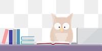 Owl reading png education illustration, transparent background. Free public domain CC0 image.