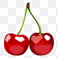 Cherries png illustration, transparent background. Free public domain CC0 image.