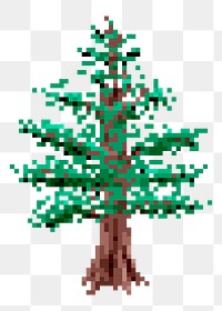 Pixel tree png illustration, transparent background. Free public domain CC0 image.