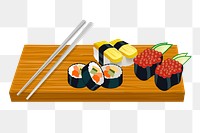 Sushi set png illustration, transparent background. Free public domain CC0 image.