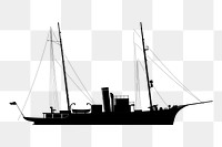 Ship silhouette png illustration, transparent background. Free public domain CC0 image.