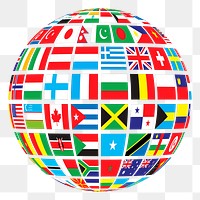 World flag globe png illustration, transparent background. Free public domain CC0 image.