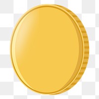 Golden coin png illustration, transparent background. Free public domain CC0 image.