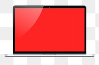 Red laptop png illustration, transparent background. Free public domain CC0 image.