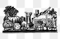 Food variety png  illustration, transparent background. Free public domain CC0 image.