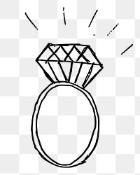 Diamond ring png illustration, transparent background. Free public domain CC0 image.
