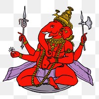 Ganesha deity png illustration, transparent background. Free public domain CC0 image.