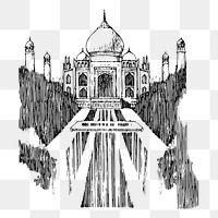 Taj Mahal png  illustration, transparent background. Free public domain CC0 image.