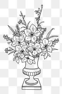 Vintage flower vase png illustration, transparent background. Free public domain CC0 image.