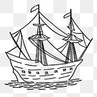 Ship sailing png illustration, transparent background. Free public domain CC0 image.