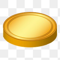 Gold coin png illustration, transparent background. Free public domain CC0 image.