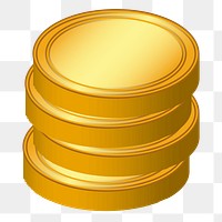 Gold coins stacked png illustration, transparent background. Free public domain CC0 image.