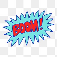 Boom! png sticker speech bubble illustration. Free public domain CC0 image.